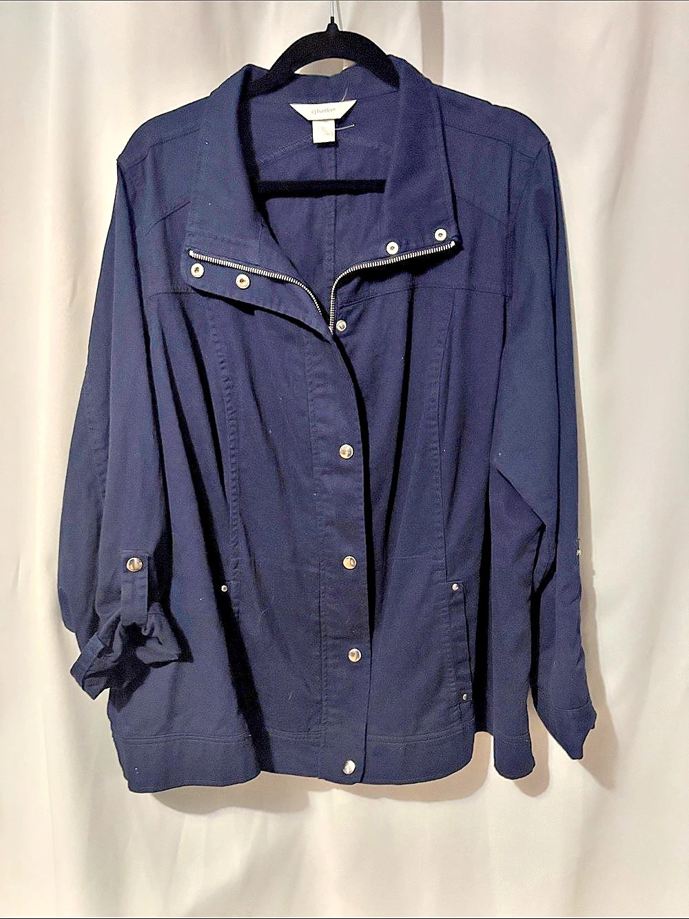 CJ Banks Cotton Utility Jacket Blue Size 2X